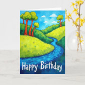 Carte de paysage vibrant joyeux (Fleur jaune)