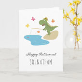 Carte de pêche Dinosaur à la retraite heureuse (Fleur jaune)
