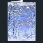 Carte de peinture à l'aquarelle Christmas Winter W<br><div class="desc">Neige blanche et fraîche,  belle forêt d'hiver scène aquarelle peinture.</div>