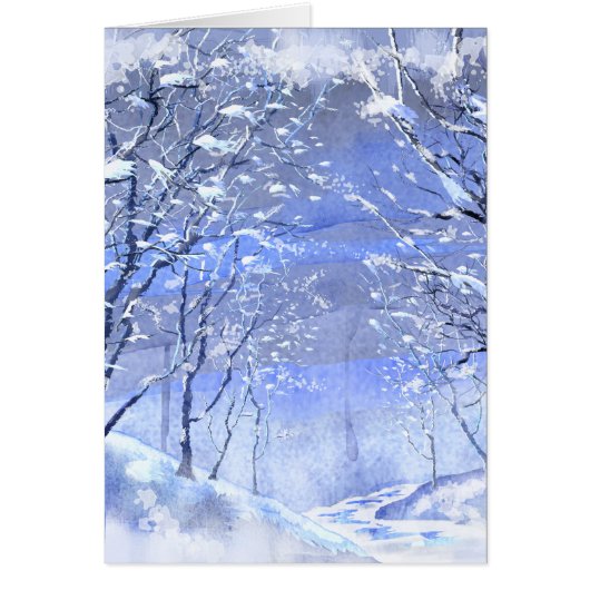 Carte de peinture à l'aquarelle Christmas Winter W (Devant)