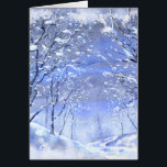 Carte de peinture à l'aquarelle Christmas Winter W<br><div class="desc">Neige blanche et fraîche,  belle forêt d'hiver scène aquarelle peinture.</div>