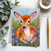 Carte de peinture à l'aquarelle d'animal faon de c