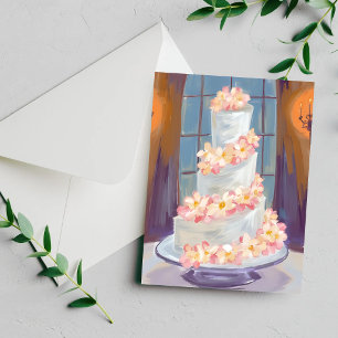 Carte de peinture à l'aquarelle de gâteau de maria