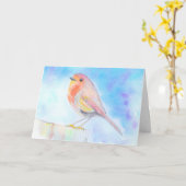 Carte de peinture à l'aquarelle de Petit Robin (Fleur jaune)