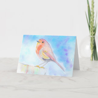 Carte de peinture à l'aquarelle de Petit Robin