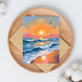 Carte de peinture à l'aquarelle du coucher de sole