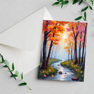 Carte de peinture à l'aquarelle du feuillage d'aut