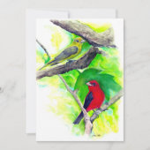 Carte de peinture à l'aquarelle pour les oiseaux d (Devant)
