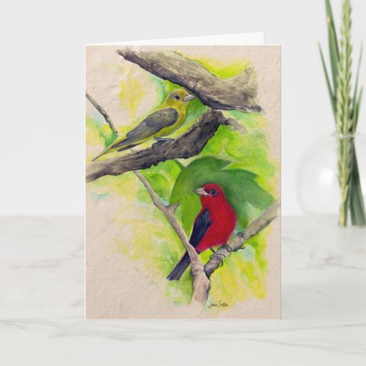 Carte de peinture à l'aquarelle pour les oiseaux d (Devant)