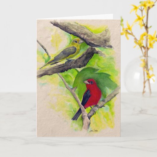 Carte de peinture à l'aquarelle pour les oiseaux d (Fleur jaune)