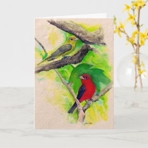 Carte de peinture à l'aquarelle pour les oiseaux d