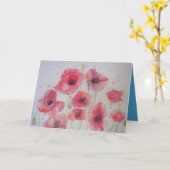 Carte de peinture à l'aquarelle Red Poppy Party (Fleur jaune)