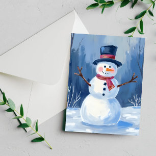 Carte de peinture aquarelle d'hiver de Frosty le b