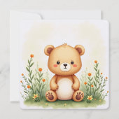 Carte de peinture aquarelle d'un mignon, petit our (Dos)