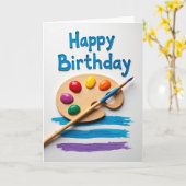 Carte de peinture créative d'anniversaire (Fleur jaune)