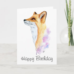 Carte de peinture d'aquarelle Red Fox