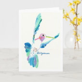 Carte de peinture de beaux-arts de vol de colibri (Fleur jaune)