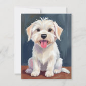 Carte de peinture de Chien Blanc Chien Maltais Chi (Devant)