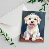 Carte de peinture de Chien Blanc Chien Maltais Chi