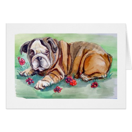 Carte de peinture de chiot à chiot à chienne migno (Devant horizontal)