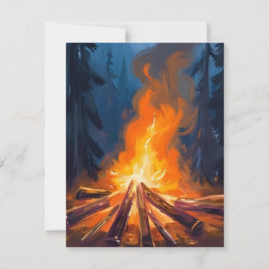Carte de peinture de forêt d'aquarelle de feu de c (Devant)