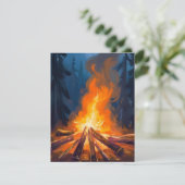 Carte de peinture de forêt d'aquarelle de feu de c (Debout devant)