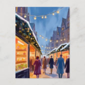 Carte de peinture de Noël joyeux marché de fêtes (Devant)