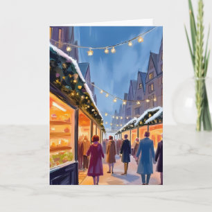 Carte de peinture de Noël joyeux Marché des Fêtes