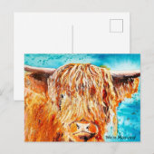 Carte de peinture de vache Highland - "Nous déména (Devant / Derrière)