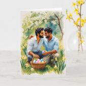 Carte de peinture d'oeufs de Pâques (Fleur jaune)