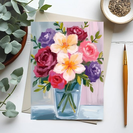 Carte de peinture florale Bouquet de fleurs