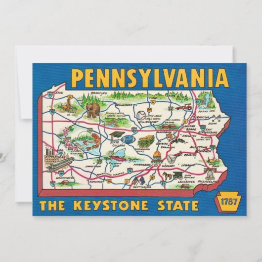Carte de Pennsylvanie carte postale 5x7 (Devant)