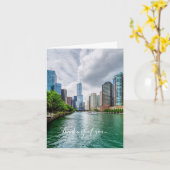 Carte De Pensée De Vous Sur Le Bas De Chicago Rive (Fleur jaune)