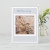 Carte de pensée vintage d'art classique bleu (Debout devant)