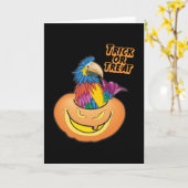 Carte de perroquet Halloween colorée (Fleur jaune)