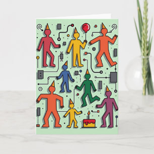 Carte de personnages de fête abstraits