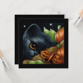 CARTE DE PERSONNALISER HALLOWEEN CHAT NOIR & BOUTE (Devant/Arrière en situation)