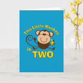 Carte de petit singe 2e anniversaire (Fleur jaune)