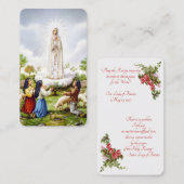 Carte de pétition Notre Dame de Fatima Rosaire (Devant / Derrière)