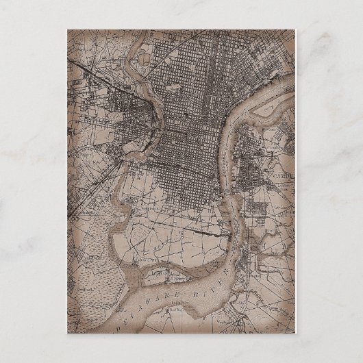 Carte de Philadelphie vintage 1898 (Devant)