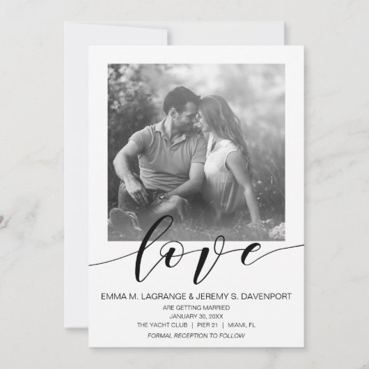 Carte de photo d'amour manuscrite | invitation de  (Devant)