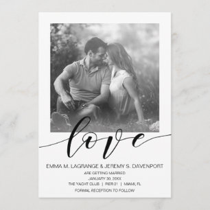 Carte de photo d'amour manuscrite invitation de