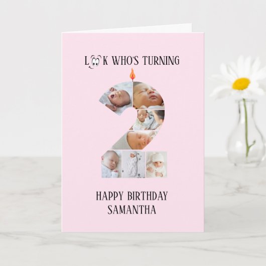 Carte de photo d'anniversaire 2 ans (Petite plante)