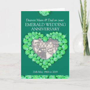 Carte de photo d'anniversaire de mariage émeraude 