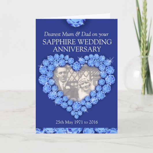Carte de photo d'anniversaire de mariage saphir po (Devant)