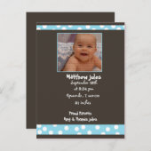 carte de photo d'annonce de bébé garçon (Devant / Derrière)