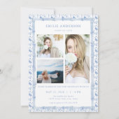 Carte de photo d'annonce de graduation Bleu côtier (Dos)