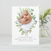 Carte de photo d'annonce de naissance à la gouache (Debout devant)