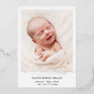 Carte de photo d'annonce de naissance de bébé Merc