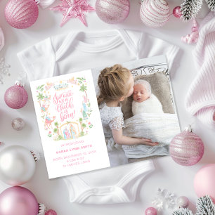 Carte de photo d'annonce de naissance pastel de la